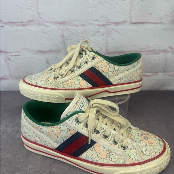 Gucci Floral Liberty Ace Web Sneakers 8.5 - Picture 2 of 12